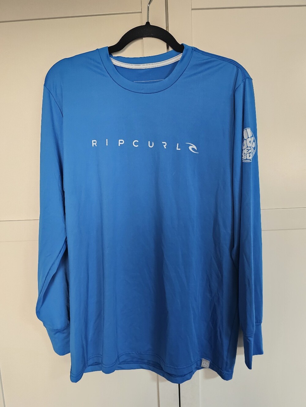 Rip Curl Dawn Patrol Men’s M Blue Long Sleeve Rash Guard Swim Surf Shirt UPF 30